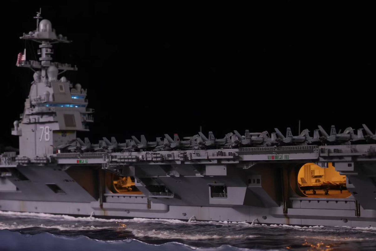1:350 U.S. Navy Gerald R. Ford 3D Printed Aircraft Carrier, Lighting Effects Upgrade Version