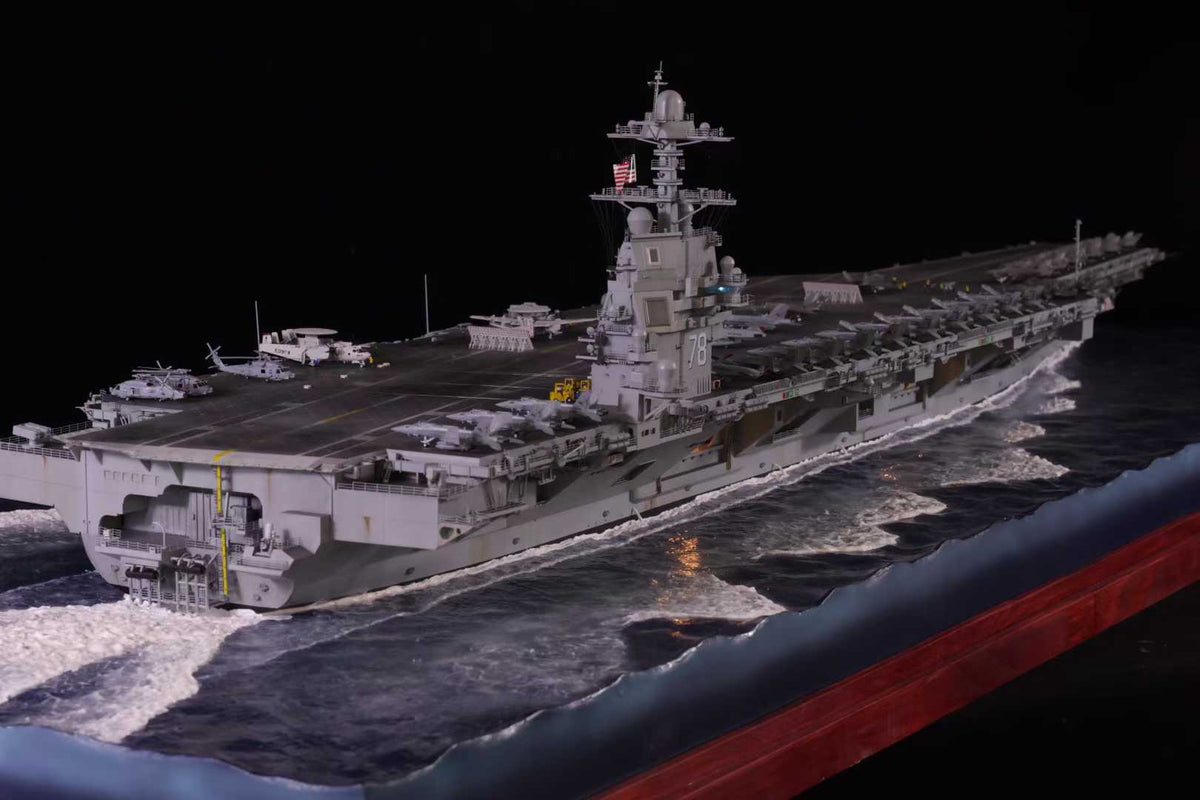 1:350 U.S. Navy Gerald R. Ford 3D Printed Aircraft Carrier, Lighting Effects Upgrade Version