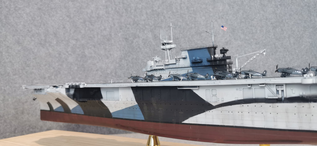 1:700 USS Yorktown (CV-5) Aircraft Carrier Model – Hand-Built WWII US Navy Carrier