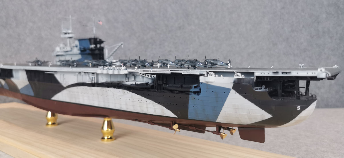 1:700 USS Yorktown (CV-5) Aircraft Carrier Model – Hand-Built WWII US Navy Carrier