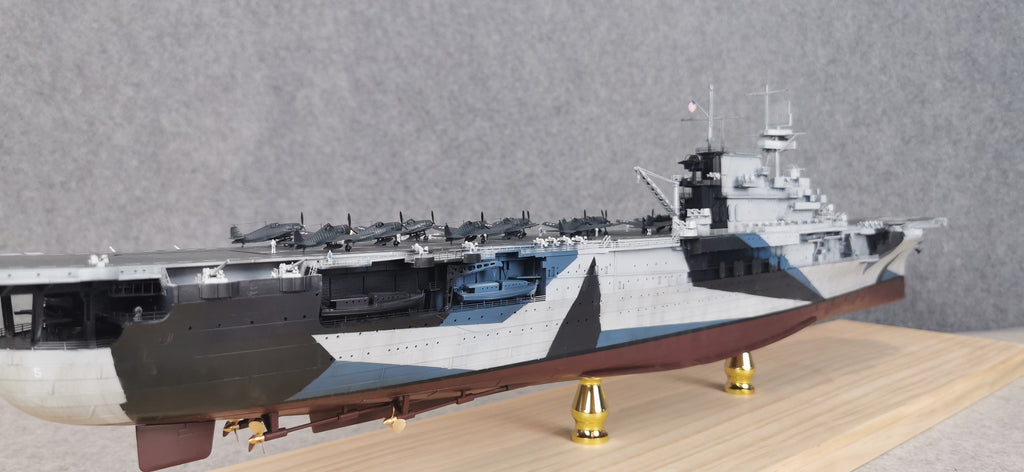 1:700 USS Yorktown (CV-5) Aircraft Carrier Model – Hand-Built WWII US Navy Carrier