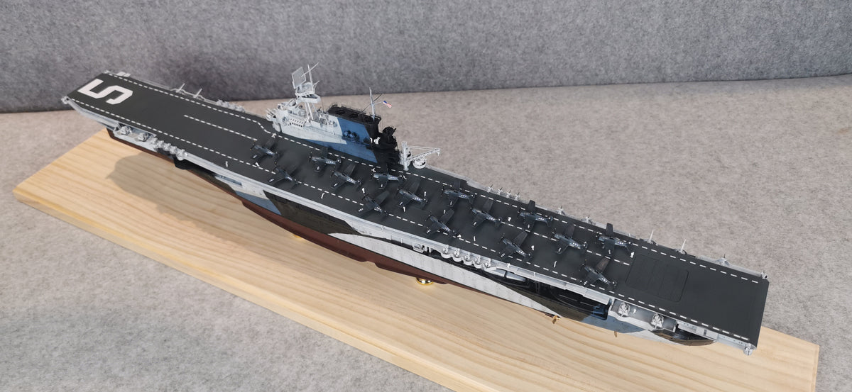 1:700 USS Yorktown (CV-5) Aircraft Carrier Model – Hand-Built WWII US Navy Carrier