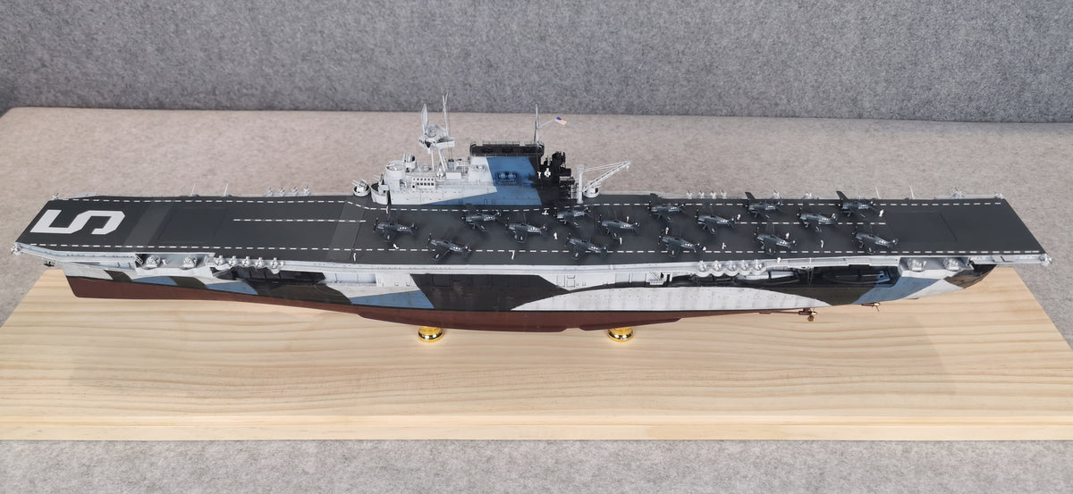 1:700 USS Yorktown (CV-5) Aircraft Carrier Model – Hand-Built WWII US Navy Carrier