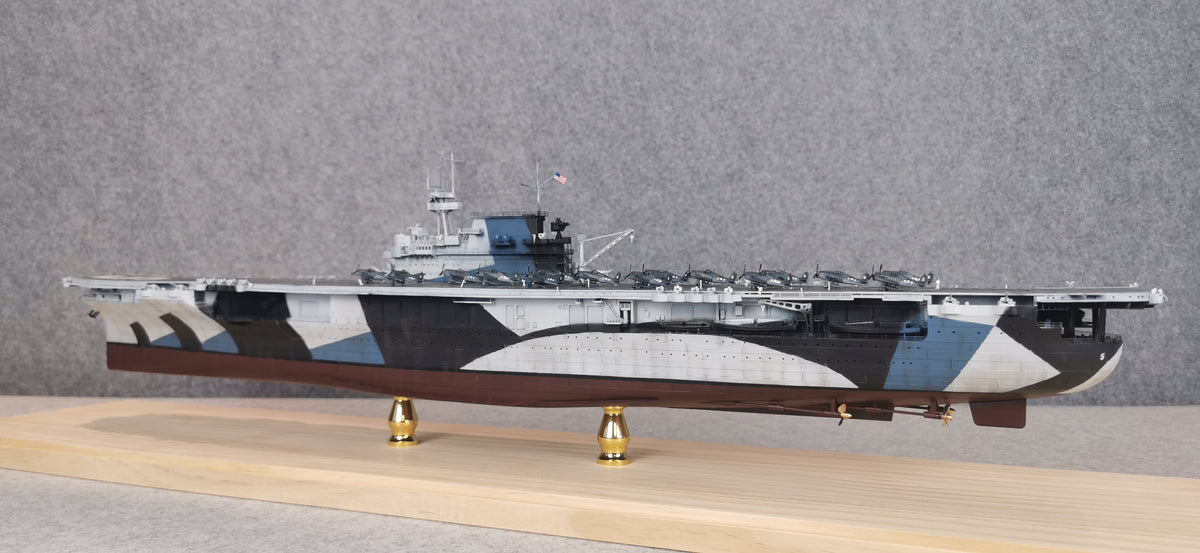 1:700 USS Yorktown (CV-5) Aircraft Carrier Model – Hand-Built WWII US Navy Carrier