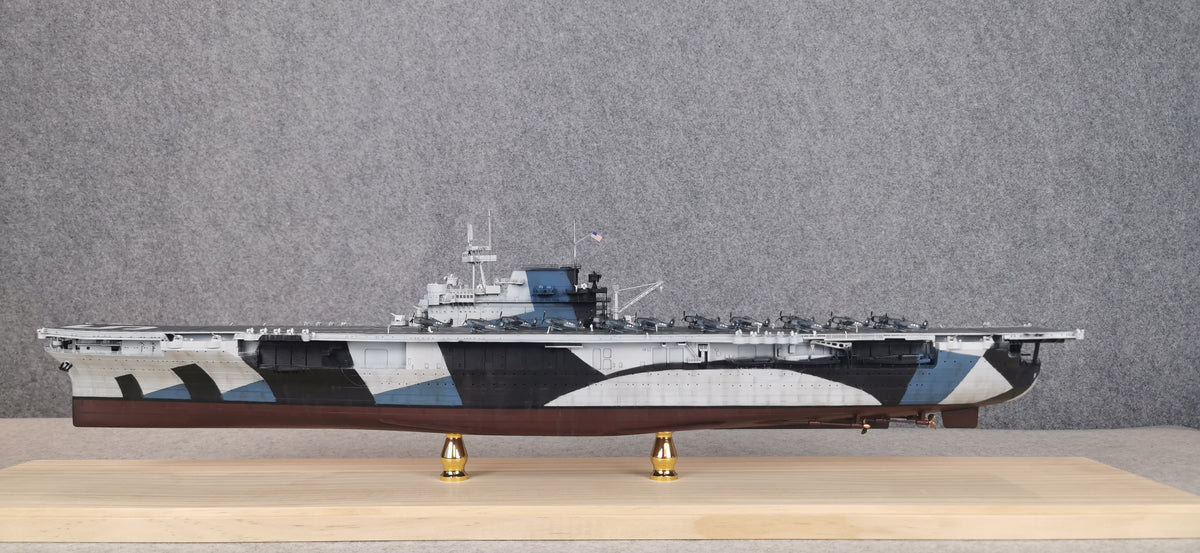 1:700 USS Yorktown (CV-5) Aircraft Carrier Model – Hand-Built WWII US Navy Carrier